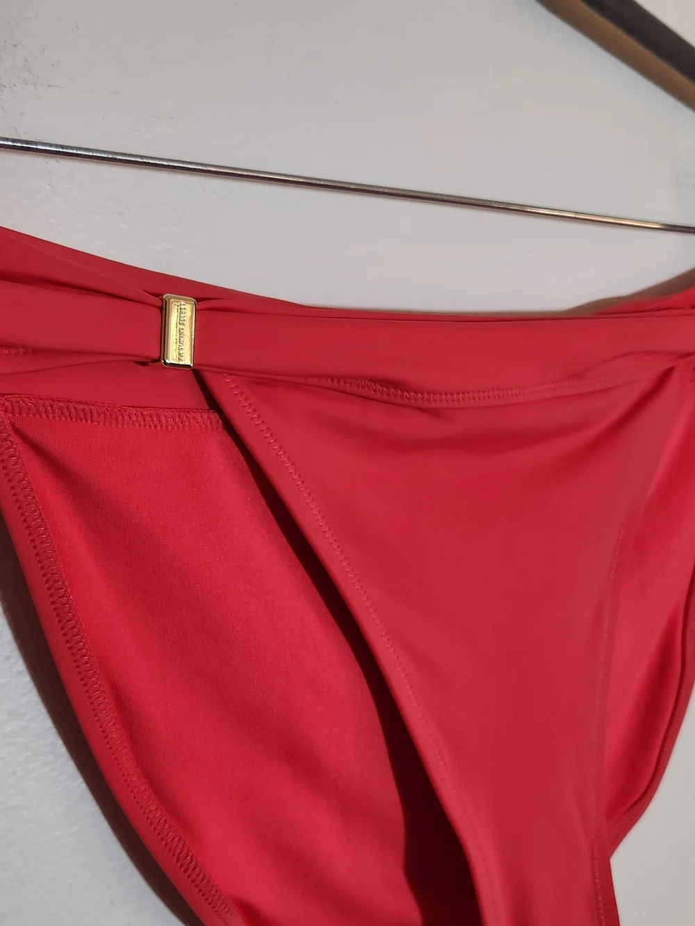 Victoria's Secret Dark Pink Bikini Bottom with Gold Tone Accents NWT Size Large